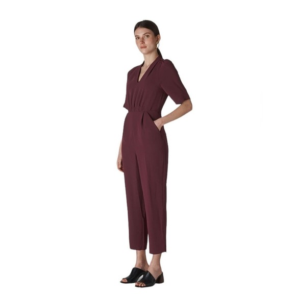 Whistles Devyn Crepe Jumpsuit 6 Burgundy Women’s - Picture 1 of 12